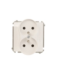 Simon Basic Gniazdo podwójne z/u 16A IP20 z przesłoną torów białe BMGZ2Mz.01/11