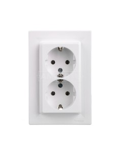 Asfora Gniazdo podwójne z/u SCHUKO 2P+Z białe (diy) EPH9901121