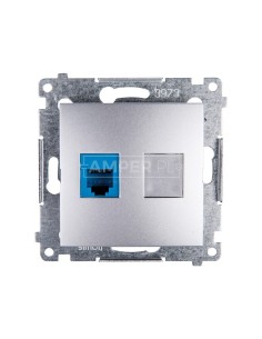 Simon 54 Gniazdo telefoniczne pojedyncze RJ12 srebrny mat DT1.01/43