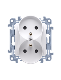 Simon 10 Gniazdo podwójne z/u białe 16A 250V IP20 CGZ2M.01/11