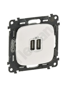 VALENA ALLURE Gniazdo ładowania usb podwójne białe 754995