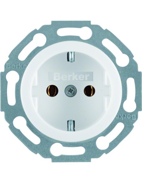 Serie 1930/Glas Gniazdo SCHUKO, samozaciski, biały 474520 Berker Hager