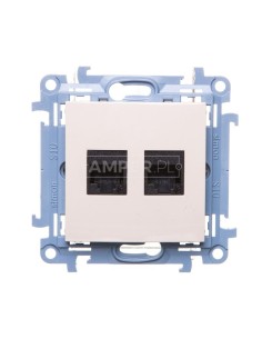 Simon 10 Gniazdo komputerowe podwójne RJ45 kat.6 kremowe C62.01/41