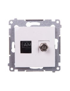 Simon 54 Gniazdo antenowe i komputerowe typu F + RJ45 kat.6 białe DASFRJ45.01/11