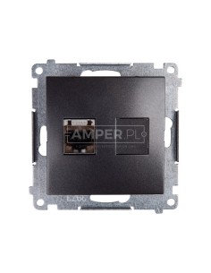 Simon 54 Gniazdo komputerowe pojedyncze RJ45 kat.6 ekranowane z przesłoną antracyt D61E.01/48