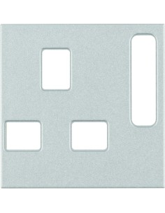 B.Kwadrat/S.1/B.7 Płytka czołowa do gniazda z uziem. standard brytyjski, alu mat 3313071404 Berker Hager