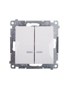 Simon 54 Łącznik bryzgoszczelny świecznikowy IP44 z podświetleniem biały DW5BL.01/11 2