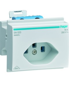 Gniazdo zasilające standard szwajcarski T23 do montażu na szynie, 16A, szary SN023 Berker Hager