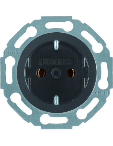 Serie 1930/Glas Gniazdo SCHUKO z podwyższoną ochroną styków, samozaciski, czarny 475501 Berker Hager