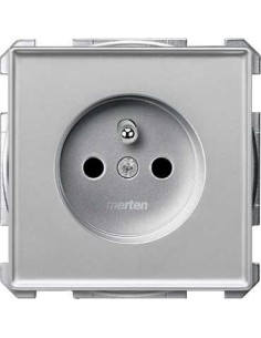 Merten System D Gniazdo pojedyncze z/u 16A IP20 z przesłonami aluminiowy MTN2600-4060