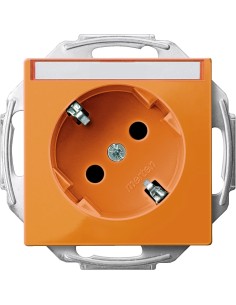 Gniazdo wtykowe SCHUKO 45° p.opis. przesł., b.śrub., pomarańcz., Sys M MTN2372-0302