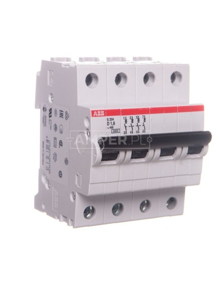Wyłącznik nadprądowy 4P D 1,6A 6kA AC S204-D1,6 2CDS254001R0971