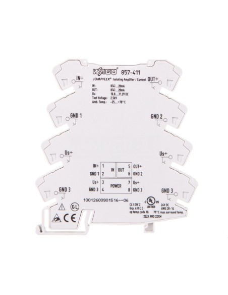 Przetwornik separacyjny JUMPFLEX ze wzmocnieniem 857-411