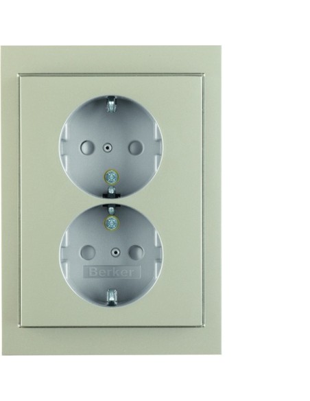 K.5 Gniazdo podwójne SCHUKO komplet, stal szlachetna, lakierowana 47537004 Berker Hager