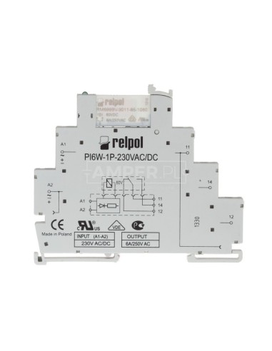 Przekaźnik interfejsowy 1P 6A 230V AC/DC AgSnO2 PIR6W-1P-230VAC/DC 858609