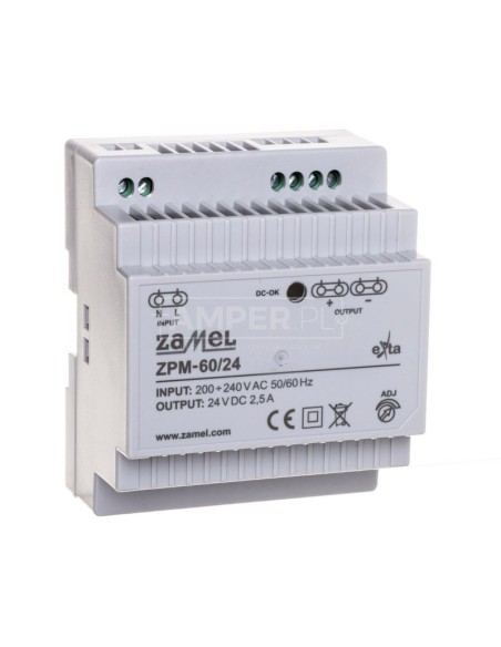 Zasilacz impulsowy TH-35 60W 24V DC ZPM-60/24 EXT10000211
