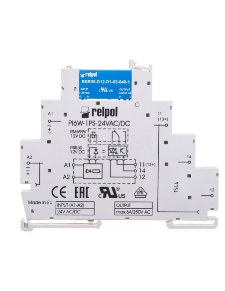 Przekaźnik interfejsowy 1Z 6A 24VAC/DC AgSnO2 PIR6W-1PS-24VAC/DC-O 857212