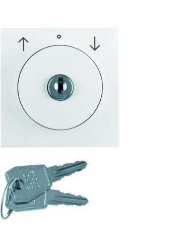 S.1/B.3/B.7 Płytka czołowa z zamkiem do łącznika żaluzjowego na klucz, biały, połysk 10828989 Berker Hager