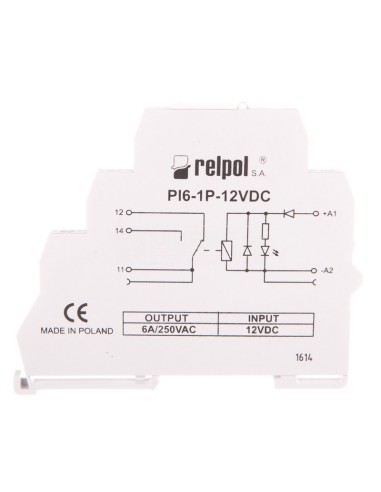 Przekaźnik interfejsowy 1P 12A 12V DC AgSnO2 PI6-1P-12VDC 858549