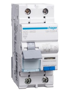 Wyłącznik różnicowo-nadprądowy 2P 10A C 0,03A typ AC ADC960D