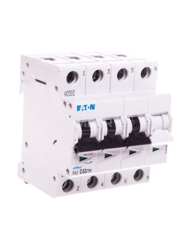 Wyłącznik nadprądowy 3P+N C 63A 15kA FAZ C63/3N 278981