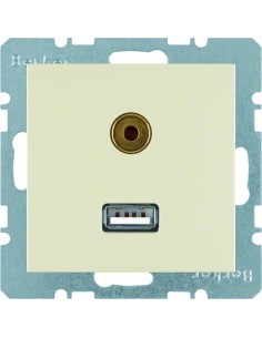 B.Kwadrat/S.1 Gniazdo USB/3,5mm audio, kremowy, połysk 3315398982 Berker Hager