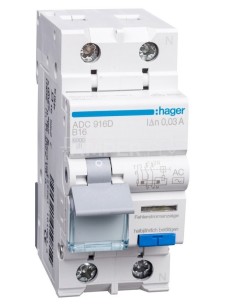 Wyłącznik różnicowo-nadprądowy 2P 16A B 0,03A typ AC ADC916D