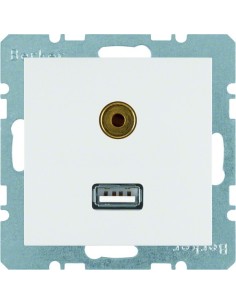 B.x/S.1 Gniazdo USB/3,5mm audio, biały, połysk 3315398989 Berker Hager