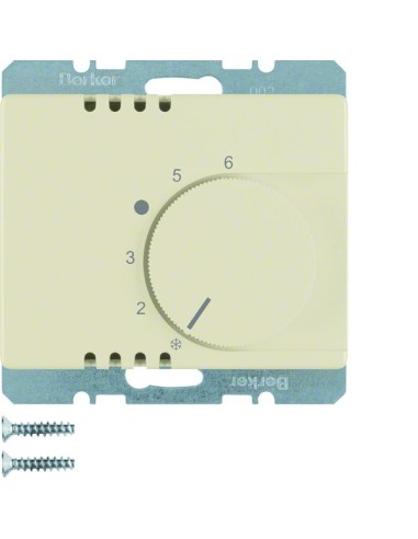 Arsys Regulator temperatury pomieszczenia z zestykiem zmiennym i elementem centralnym, kremowy 20260002 Berker Hager
