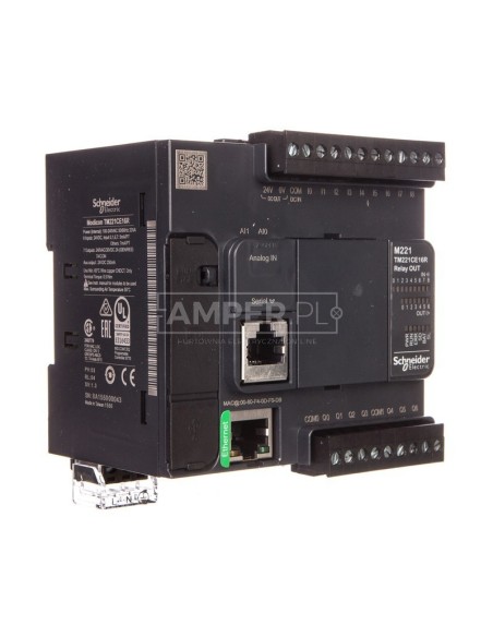 Sterownik programowalny 16 I/O przekaźnikowych Ethernet Modicon M221-16I/O TM221CE16R