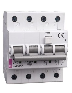 Wyłącznik różnicowo-nadprądowy 4P 10A C 0,03A typ AC KZS-4M 002174022