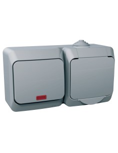 Cedar Plus - Zestaw łącznik + gniazdo z podświetleniem IP44 szary WDE000681 2