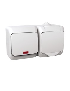 Cedar Plus - Zestaw łącznik + gniazdo z podświetleniem IP44 biały WDE000581 2