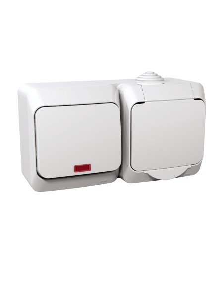 Cedar Plus - Zestaw łącznik + gniazdo z podświetleniem IP44 biały WDE000581