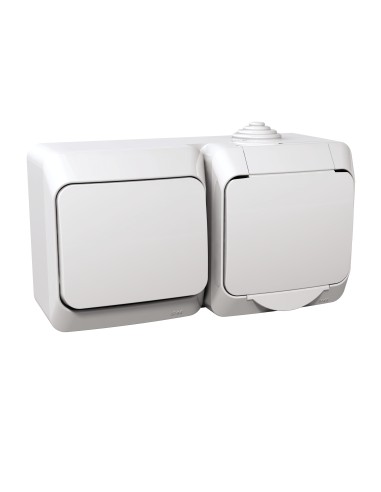 Cedar Plus - Zestaw łącznik + gniazdo IP44 biały WDE000580