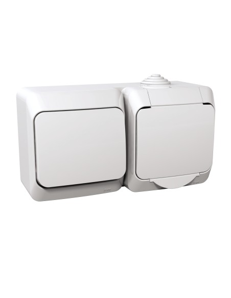 Cedar Plus - Zestaw łącznik + gniazdo IP44 biały WDE000580