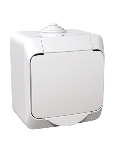 Cedar Plus - Gniazdo pojedyncze 2P+PE z białą klapką IP44 biały WDE000540 2