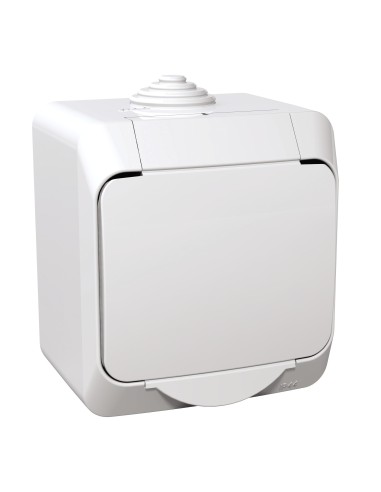 Cedar Plus - Gniazdo pojedyncze 2P+PE z białą klapką IP44 biały WDE000540