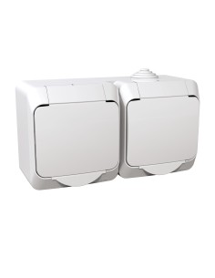 Cedar Plus - Gniazdo podwójne 2P+PE z białą klapką IP44 biały WDE000522 2