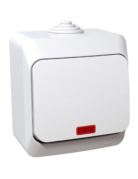 Cedar Plus - Łącznik 1-biegunowy z podświetleniem IP44 biały WDE000514