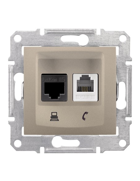 Sedna Gniazdo telefoniczne RJ11+komputerowe kat.6 UTP satyna SDN5200168