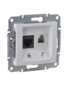 Sedna Gniazdo telefoniczne RJ11+komputerowe kat.6 UTP biały SDN5200121 2