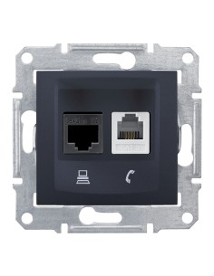 Sedna Gniazdo telefoniczne RJ11+komputerowe kat.5e UTP grafit SDN5100170 2