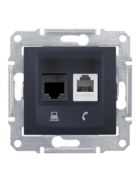 Sedna Gniazdo telefoniczne RJ11+komputerowe kat.5e UTP grafit SDN5100170