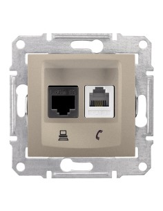 Sedna Gniazdo telefoniczne RJ11+komputerowe kat.5e UTP satyna SDN5100168 2