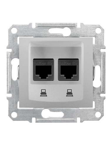Sedna Gniazdo komputerowe 2x RJ45 kat.6 STP aluminium SDN5000160