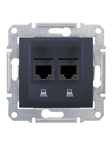 Sedna Gniazdo komputerowe 2x RJ45 kat.5e STP grafit SDN4600170