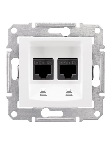 Sedna Gniazdo komputerowe 2x RJ45 kat.5e STP biały SDN4600121