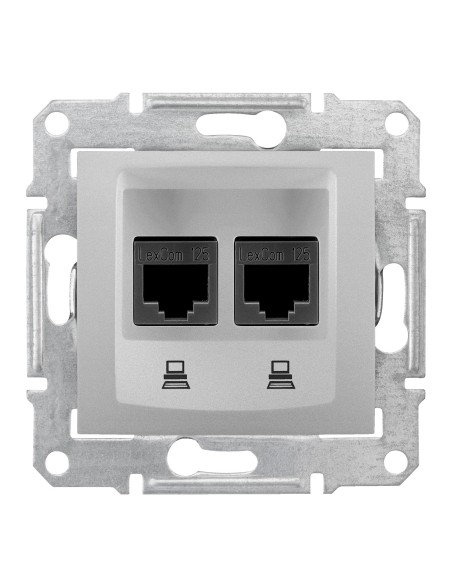 Sedna Gniazdo komputerowe 2x RJ45 kat.5e UTP aluminium SDN4400160