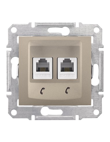 Sedna Gniazdo telefoniczne 2x RJ11 satyna SDN4201168